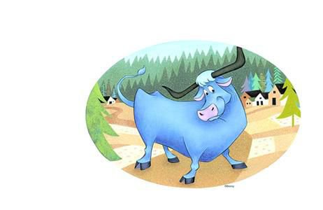 牛:宝贝蓝牛。宝贝是一头忠诚的蓝色巨牛,出自迪士尼之奥斯卡提名短片《保罗·班扬》。他一直忠心耿耿地帮助伐木巨人朋友保罗开垦旷野。